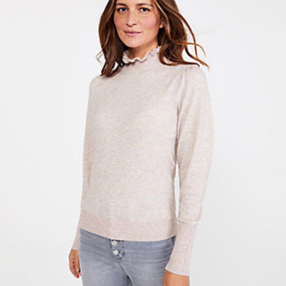 Ann Taylor Petite Ruffle Mock Neck Sweater